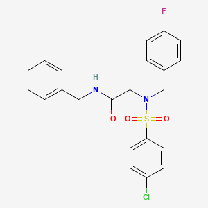 molecular formula C22H20ClFN2O3S B3653535 N-benzyl-N~2~-[(4-chlorophenyl)sulfonyl]-N~2~-(4-fluorobenzyl)glycinamide 