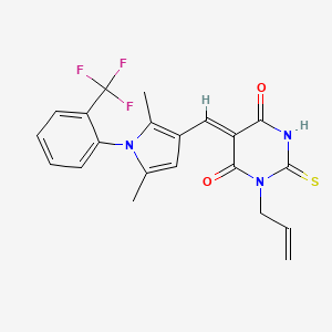 (5Z)-5-({2,5-dimethyl-1-[2-(trifluoromethyl)phenyl]-1H-pyrrol-3-yl}methylidene)-1-(prop-2-en-1-yl)-2-thioxodihydropyrimidine-4,6(1H,5H)-dione