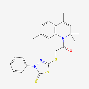 2-[(4-phenyl-5-thioxo-4,5-dihydro-1,3,4-thiadiazol-2-yl)sulfanyl]-1-(2,2,4,7-tetramethylquinolin-1(2H)-yl)ethanone