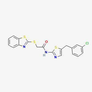 molecular formula C19H14ClN3OS3 B3653564 2-(1,3-BENZOTHIAZOL-2-YLSULFANYL)-N~1~-[5-(3-CHLOROBENZYL)-1,3-THIAZOL-2-YL]ACETAMIDE 