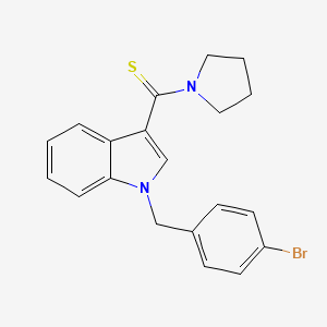 molecular formula C20H19BrN2S B3653591 1-[(4-BROMOPHENYL)METHYL]-3-(PYRROLIDINE-1-CARBOTHIOYL)-1H-INDOLE 