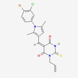 (5E)-5-{[1-(4-bromo-3-chlorophenyl)-2,5-dimethyl-1H-pyrrol-3-yl]methylidene}-1-(prop-2-en-1-yl)-2-thioxodihydropyrimidine-4,6(1H,5H)-dione