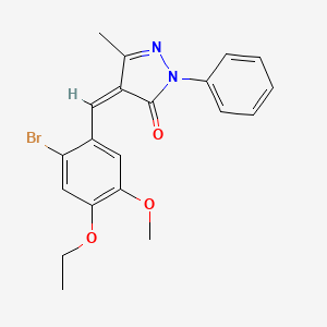 molecular formula C20H19BrN2O3 B3653646 (4Z)-4-[(2-bromo-4-ethoxy-5-methoxyphenyl)methylidene]-5-methyl-2-phenylpyrazol-3-one 