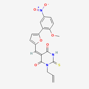 (5E)-5-{[5-(2-methoxy-5-nitrophenyl)furan-2-yl]methylidene}-1-(prop-2-en-1-yl)-2-thioxodihydropyrimidine-4,6(1H,5H)-dione