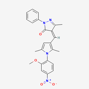 molecular formula C24H22N4O4 B3653664 (4Z)-4-[[1-(2-methoxy-4-nitrophenyl)-2,5-dimethylpyrrol-3-yl]methylidene]-5-methyl-2-phenylpyrazol-3-one 