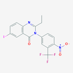 molecular formula C17H11F3IN3O3 B3653731 2-ethyl-6-iodo-3-[4-nitro-3-(trifluoromethyl)phenyl]-4(3H)-quinazolinone 