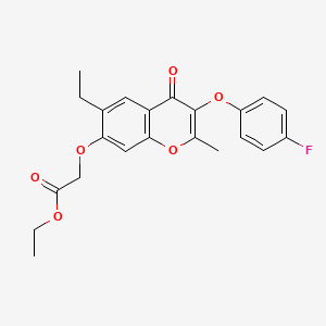 molecular formula C22H21FO6 B3653754 ethyl {[6-ethyl-3-(4-fluorophenoxy)-2-methyl-4-oxo-4H-chromen-7-yl]oxy}acetate 