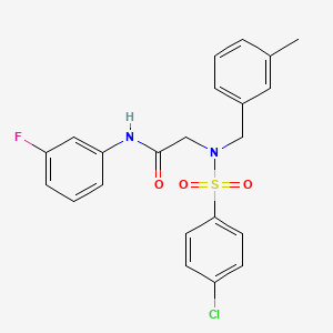 molecular formula C22H20ClFN2O3S B3653760 N~2~-[(4-chlorophenyl)sulfonyl]-N~1~-(3-fluorophenyl)-N~2~-(3-methylbenzyl)glycinamide 