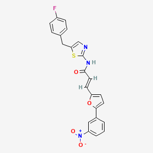 (E)-N-[5-[(4-fluorophenyl)methyl]-1,3-thiazol-2-yl]-3-[5-(3-nitrophenyl)furan-2-yl]prop-2-enamide