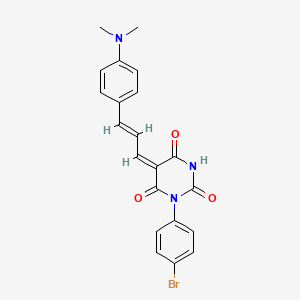 molecular formula C21H18BrN3O3 B3653892 (5E)-1-(4-bromophenyl)-5-{(2E)-3-[4-(dimethylamino)phenyl]prop-2-en-1-ylidene}pyrimidine-2,4,6(1H,3H,5H)-trione 