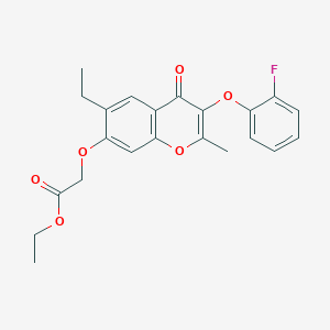 molecular formula C22H21FO6 B3653910 ethyl {[6-ethyl-3-(2-fluorophenoxy)-2-methyl-4-oxo-4H-chromen-7-yl]oxy}acetate 