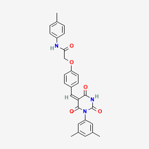 2-(4-{(E)-[1-(3,5-dimethylphenyl)-2,4,6-trioxotetrahydropyrimidin-5(2H)-ylidene]methyl}phenoxy)-N-(4-methylphenyl)acetamide