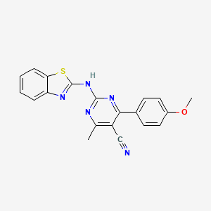 molecular formula C20H15N5OS B3653988 2-(1,3-benzothiazol-2-ylamino)-4-(4-methoxyphenyl)-6-methyl-5-pyrimidinecarbonitrile 