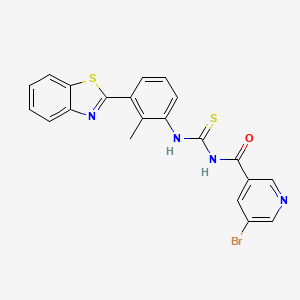 molecular formula C21H15BrN4OS2 B3653994 N-[[3-(1,3-benzothiazol-2-yl)-2-methylphenyl]carbamothioyl]-5-bromopyridine-3-carboxamide 