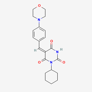 molecular formula C21H25N3O4 B3654043 1-cyclohexyl-5-[4-(4-morpholinyl)benzylidene]-2,4,6(1H,3H,5H)-pyrimidinetrione 