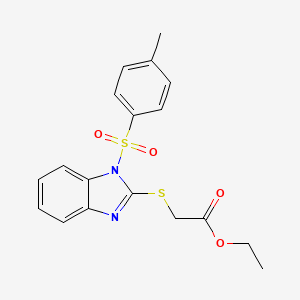 ETHYL 2-{[1-(4-METHYLBENZENESULFONYL)-1H-1,3-BENZODIAZOL-2-YL]SULFANYL}ACETATE