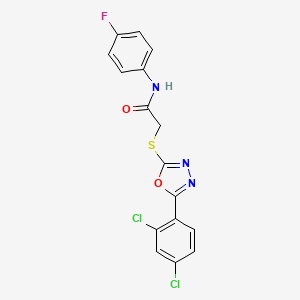 molecular formula C16H10Cl2FN3O2S B3654183 2-[[5-(2,4-dichlorophenyl)-1,3,4-oxadiazol-2-yl]sulfanyl]-N-(4-fluorophenyl)acetamide 