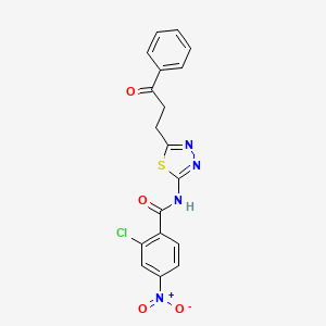 2-chloro-4-nitro-N-[5-(3-oxo-3-phenylpropyl)-1,3,4-thiadiazol-2-yl]benzamide