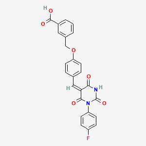 3-[(4-{(E)-[1-(4-fluorophenyl)-2,4,6-trioxotetrahydropyrimidin-5(2H)-ylidene]methyl}phenoxy)methyl]benzoic acid