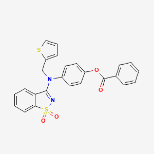 4-[(1,1-DIOXO-1H-1,2-BENZISOTHIAZOL-3-YL)(2-THIENYLMETHYL)AMINO]PHENYL BENZOATE