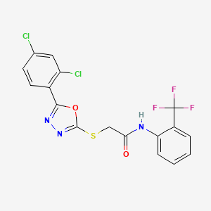 2-{[5-(2,4-dichlorophenyl)-1,3,4-oxadiazol-2-yl]sulfanyl}-N-[2-(trifluoromethyl)phenyl]acetamide