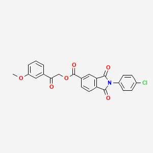 molecular formula C24H16ClNO6 B3654297 2-(3-methoxyphenyl)-2-oxoethyl 2-(4-chlorophenyl)-1,3-dioxo-5-isoindolinecarboxylate 