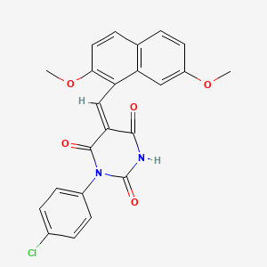 (5E)-1-(4-chlorophenyl)-5-[(2,7-dimethoxynaphthalen-1-yl)methylidene]pyrimidine-2,4,6(1H,3H,5H)-trione