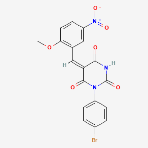 (5E)-1-(4-bromophenyl)-5-(2-methoxy-5-nitrobenzylidene)pyrimidine-2,4,6(1H,3H,5H)-trione