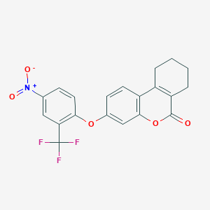 molecular formula C20H14F3NO5 B3654473 3-[4-NITRO-2-(TRIFLUOROMETHYL)PHENOXY]-6H,7H,8H,9H,10H-CYCLOHEXA[C]CHROMEN-6-ONE 