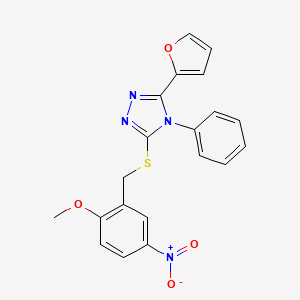 molecular formula C20H16N4O4S B3654578 3-(2-furyl)-5-[(2-methoxy-5-nitrobenzyl)thio]-4-phenyl-4H-1,2,4-triazole 