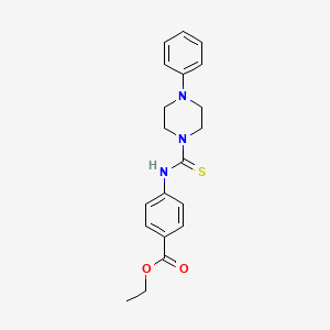 molecular formula C20H23N3O2S B3654608 ETHYL 4-{[(4-PHENYLPIPERAZINO)CARBOTHIOYL]AMINO}BENZOATE 