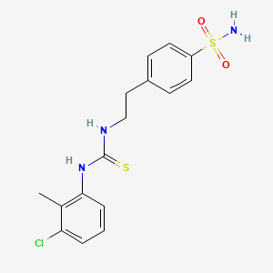 molecular formula C16H18ClN3O2S2 B3654669 4-(2-{[(3-CHLORO-2-METHYLANILINO)CARBOTHIOYL]AMINO}ETHYL)-1-BENZENESULFONAMIDE 