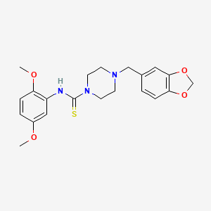 molecular formula C21H25N3O4S B3654741 4-(1,3-benzodioxol-5-ylmethyl)-N-(2,5-dimethoxyphenyl)piperazine-1-carbothioamide 