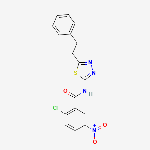 2-chloro-5-nitro-N-[5-(2-phenylethyl)-1,3,4-thiadiazol-2-yl]benzamide