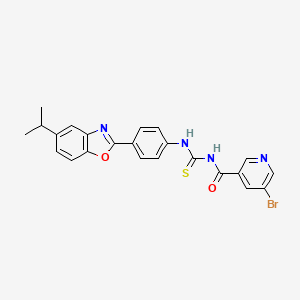 molecular formula C23H19BrN4O2S B3654808 5-bromo-N-[[4-(5-propan-2-yl-1,3-benzoxazol-2-yl)phenyl]carbamothioyl]pyridine-3-carboxamide 