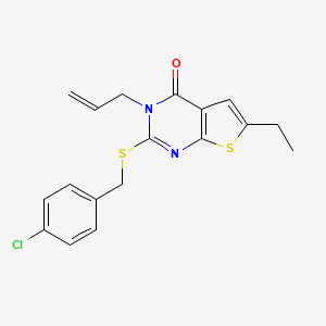 molecular formula C18H17ClN2OS2 B3654862 3-allyl-2-[(4-chlorobenzyl)thio]-6-ethylthieno[2,3-d]pyrimidin-4(3H)-one 