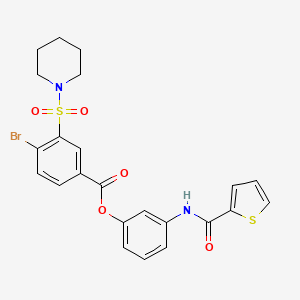 molecular formula C23H21BrN2O5S2 B3654898 [3-(Thiophene-2-carbonylamino)phenyl] 4-bromo-3-piperidin-1-ylsulfonylbenzoate 