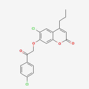 molecular formula C20H16Cl2O4 B3654918 6-chloro-7-[2-(4-chlorophenyl)-2-oxoethoxy]-4-propyl-2H-chromen-2-one 