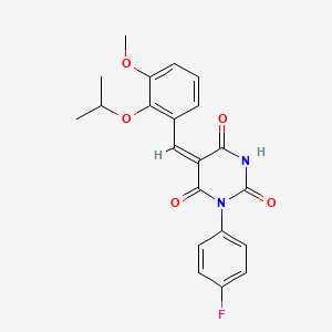 (5E)-1-(4-fluorophenyl)-5-[3-methoxy-2-(propan-2-yloxy)benzylidene]pyrimidine-2,4,6(1H,3H,5H)-trione