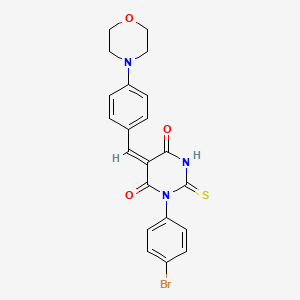 molecular formula C21H18BrN3O3S B3655052 1-(4-bromophenyl)-5-[4-(4-morpholinyl)benzylidene]-2-thioxodihydro-4,6(1H,5H)-pyrimidinedione 