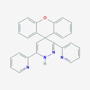 molecular formula C26H18N4O B3655077 3,6-BIS(PYRIDIN-2-YL)-1H-SPIRO[PYRIDAZINE-4,9'-XANTHENE] 