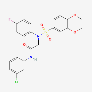 molecular formula C22H18ClFN2O5S B3655152 N~1~-(3-chlorophenyl)-N~2~-(2,3-dihydro-1,4-benzodioxin-6-ylsulfonyl)-N~2~-(4-fluorophenyl)glycinamide 