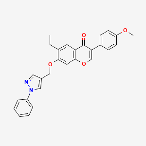 molecular formula C28H24N2O4 B3655160 6-ethyl-3-(4-methoxyphenyl)-7-[(1-phenyl-1H-pyrazol-4-yl)methoxy]-4H-chromen-4-one 