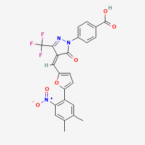 molecular formula C24H16F3N3O6 B3655168 4-[4-{[5-(4,5-dimethyl-2-nitrophenyl)-2-furyl]methylene}-5-oxo-3-(trifluoromethyl)-4,5-dihydro-1H-pyrazol-1-yl]benzoic acid 