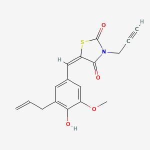 (5E)-5-[4-hydroxy-3-methoxy-5-(prop-2-en-1-yl)benzylidene]-3-(prop-2-yn-1-yl)-1,3-thiazolidine-2,4-dione