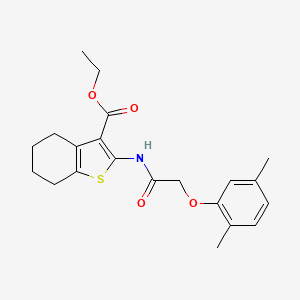 molecular formula C21H25NO4S B3655194 ethyl 2-{[(2,5-dimethylphenoxy)acetyl]amino}-4,5,6,7-tetrahydro-1-benzothiophene-3-carboxylate 