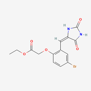 ETHYL 2-(4-BROMO-2-{[(4E)-2,5-DIOXOIMIDAZOLIDIN-4-YLIDENE]METHYL}PHENOXY)ACETATE