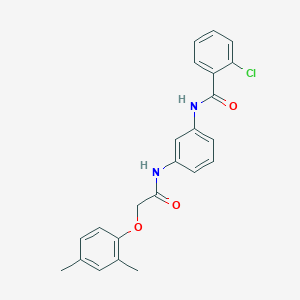 molecular formula C23H21ClN2O3 B3655279 2-chloro-N-(3-{[(2,4-dimethylphenoxy)acetyl]amino}phenyl)benzamide 