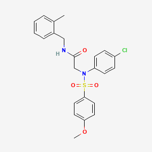 molecular formula C23H23ClN2O4S B3655319 2-[N-(4-CHLOROPHENYL)4-METHOXYBENZENESULFONAMIDO]-N-[(2-METHYLPHENYL)METHYL]ACETAMIDE 