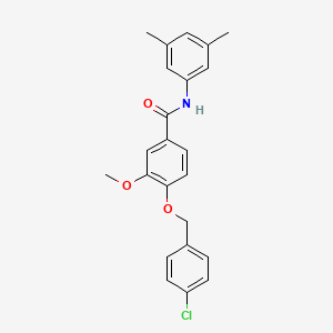 molecular formula C23H22ClNO3 B3655333 4-[(4-chlorobenzyl)oxy]-N-(3,5-dimethylphenyl)-3-methoxybenzamide 